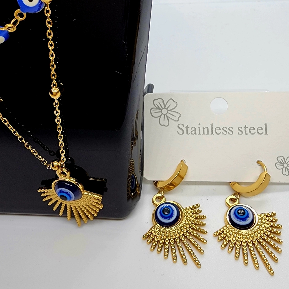 Gold Evil Eye Jewelry Set